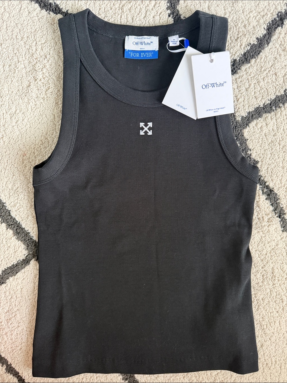 Off-White Black Ribbed Logo Tank Top